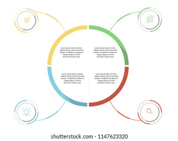 Line minimal Infographic template with icons and 4 options, steps. Template for process diagram, presentations, workflow layout, banner, flow chart, info graph.