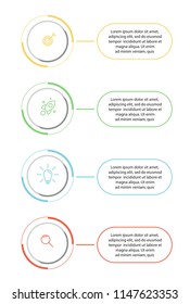 Line minimal Infographic template with icons and 4 options, steps. Template for process diagram, presentations, workflow layout, banner, flow chart, info graph.