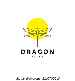 line minimal insect dragonfly abstract logo design vector graphic symbol icon illustration creative idea