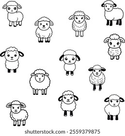 line minimalist baby sheep icon