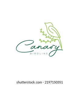 line minimalist beauty bird canary logo design