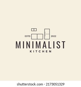 line minimalist kitchen set interior logo design vector graphic symbol icon illustration creative idea