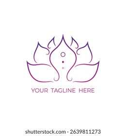 Line minimalist Lotus flower logo design. Water lily emblem logo design. Vector illustration
