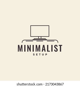 Zeilenminimalismus-Setup-Arbeitsplatz-Logo-Design Vektorsymbol-Icon Illustration kreative Idee
