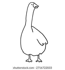Linie minimalistische Gans Vektorgrafik. Einfache, saubere Formen, moderner Designstil. Geeignet für Bauernthemen, Landwirtschaft, Landschaft, Lebensmittelmarken, Verpackungen, Etiketten, Kinderbücher