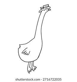 Line minimalistic goose vector illustration. Simple clean shapes, modern design style. Suitable for farm themes, agriculture, countryside, food branding, packaging, labels, children’s books
