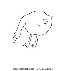 Línea de Ilustración vectorial de ganso minimalista. Formas limpias simples, estilo de diseño moderno. Adecuado para temas agrícolas, agricultura, campo, marca de alimentos, embalaje, etiquetas, libros infantiles