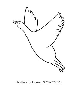 Línea de Ilustración vectorial de ganso minimalista. Formas limpias simples, estilo de diseño moderno. Adecuado para temas agrícolas, agricultura, campo, marca de alimentos, embalaje, etiquetas, libros infantiles