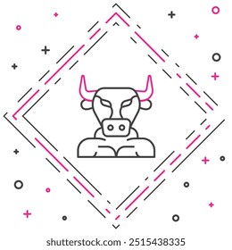 Line Minotaur icon isolated on white background. Mythical greek powerful creature the half human bull legendary minotaur from cretan labyrinth. Colorful outline concept. Vector