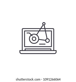 Line mobile chart linear icon concept. Line mobile chart line vector sign, symbol, illustration.