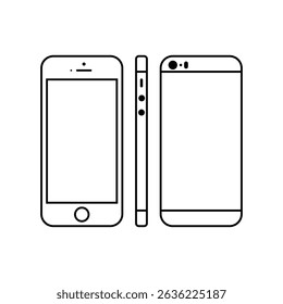 Line mobile phone with blank screen. Flat style. vector illustration. Smartphone icon vector illustration