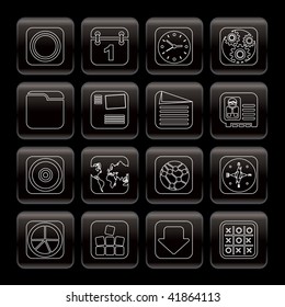 Line Mobile Phone, Computer and Internet Icons - Vector Icon Set