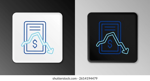Line Mobile stock trading concept icon isolated on grey background. Online trading, stock market analysis, business and investment. Colorful outline concept. Vector