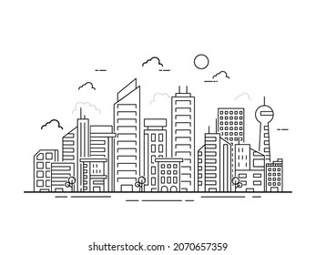 Line modern big city landscape
