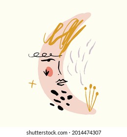 Line modern minimalist woman face art design print.