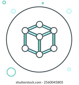 Line Molecule icon isolated on white background. Structure of molecules in chemistry, science teachers innovative educational poster. Colorful outline concept. Vector