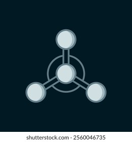Line Molecule icon isolated on black background. Structure of molecules in chemistry, science teachers innovative educational poster. Flat filled outline style with shadow. Vector