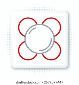 Ícone da Molécula de Linha isolado no fundo branco. Estrutura de moléculas em química, professores de ciência cartaz educacional inovador. Conceito de contorno colorido. Vetor