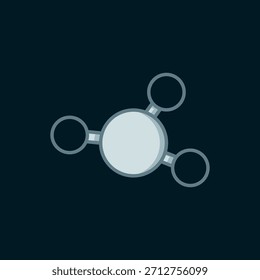 Línea Molécula icono aislado sobre fondo negro. Estructura de las moléculas en química, los profesores de ciencias innovador cartel educativo. Estilo de contorno relleno plano con sombra. Vector