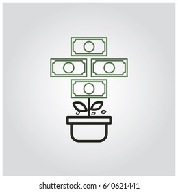 Line money growing icon. Vector illustration.