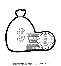 line money inside bag with peso symbol and coins
