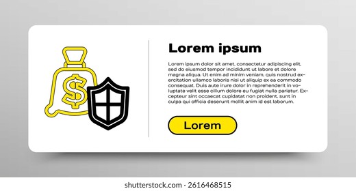 Line Money with shield icon isolated on white background. Insurance concept. Security, safety, protection, protect concept. Colorful outline concept. Vector