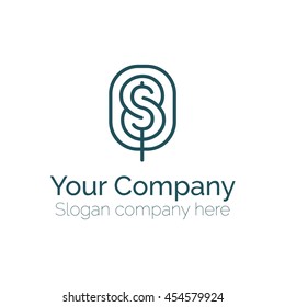 Line money tree vector logo