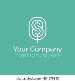 Line money tree vector logo