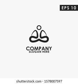 Line Monk Buddhist Logo Design Vector Template. Modern Design. Vector Illustration