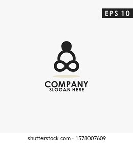 Line Monk Buddhist Logo Design Vector Template. Modern Design. Vector Illustration