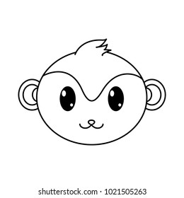 line monkey head cute animal character