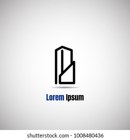 Line monogram logo uppercase letter b building shape  for simple logo business