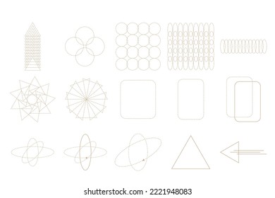 Línea Monolina Resumen Forma de contorno Símbolo gráfico Minimalista Línea Art Silueta Símbolo Infográfico Ruta de acceso Colección de recortes Vintage Simple Cortar Conjunto de iconos