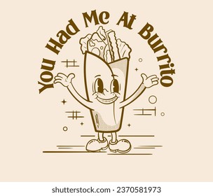 Line Monotone Funny retro mascot cartoon vintage good be used as Sticker, posters, tshirt, prints. The comic elements in trendy retro cartoon style.
