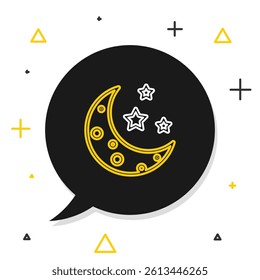 Line Moon and stars icon isolated on white background. Colorful outline concept. Vector