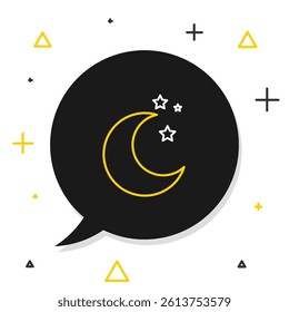 Line Moon and stars icon isolated on white background. Colorful outline concept. Vector