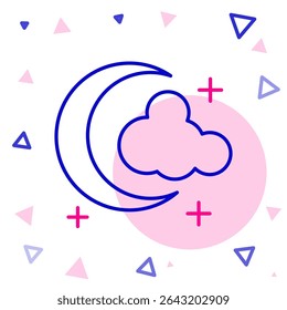 Line Moon and stars icon isolated on white background. Colorful outline concept. Vector