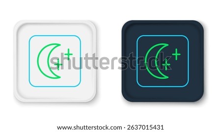 Line Moon and stars icon isolated on white background. Cloudy night sign. Sleep dreams symbol. Full moon. Night or bed time sign. Colorful outline concept. Vector