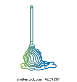 line mop sweep object to clean the house vector illustration