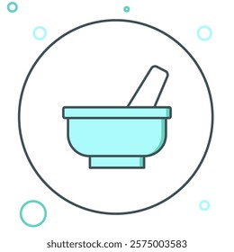 Line Mortar and pestle icon isolated on white background. Colorful outline concept. Vector