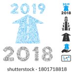 Line Mosaic based on 2019 future road icon. Mosaic vector 2019 future road is designed with scattered line items. Bonus icons are added.