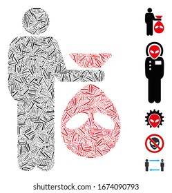 Line Mosaic based on alien scalp icon. Mosaic vector alien scalp is designed with scattered dash elements. Bonus icons are added.