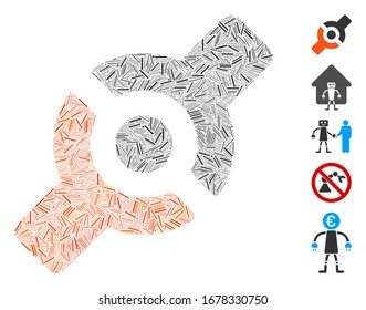 Mosaico de línea basado en un icono articular. La articulación artificial vectorial mosaico está diseñada con puntos de línea aleatorios. Se agregan iconos de bonificación.
