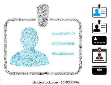 Mosaico de línea basado en icono de placa. El identificador vectorial mosaico está compuesto por elementos de línea dispersos. Se agregan iconos de bonificación.