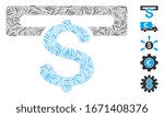 Line Mosaic based on banking machine icon. Mosaic vector banking machine is created with scattered line dots. Bonus icons are added.