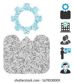 Line Mosaic based on bureaucrat icon. Mosaic vector bureaucrat is designed with random line dots. Bonus icons are added.