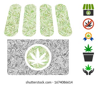 Line Mosaic based on cannabis shop icon. Mosaic vector cannabis shop is designed with scattered line elements. Bonus icons are added.