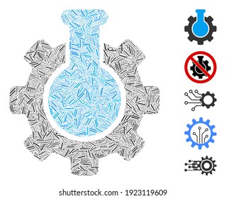 Line Mosaic based on chemical industry icon. Mosaic vector chemical industry is composed with random dash spots. Bonus icons are added.