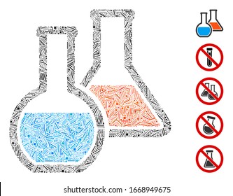 Line Mosaic based on chemistry icon. Mosaic vector chemistry is composed with scattered line items. Bonus icons are added.