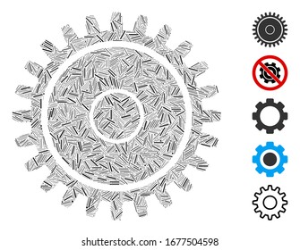 Linie Mosaik auf der Grundlage von cograd Symbol. Das Mosaik Vektorillustration Cograd wurde mit zufälligen Strichpunkten konstruiert. Bonussymbole werden hinzugefügt.